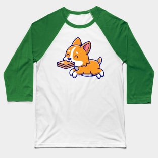 Cute Corgi Dog Bite Box Cartoon Baseball T-Shirt